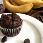 Double Chocolate Cannabis Banana Muffins - Sweet, moist chocolate muffins loaded with chocolate chips! | laurengaw.com/lifeabovetheclouds